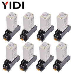 5/10sets H3Y-2 Time Relay AC 220V DC12V 5A Delay Timer Timing Relay 0-30 Second 0-60 Minute 0-60s 0-60min with 8pin Base Socket