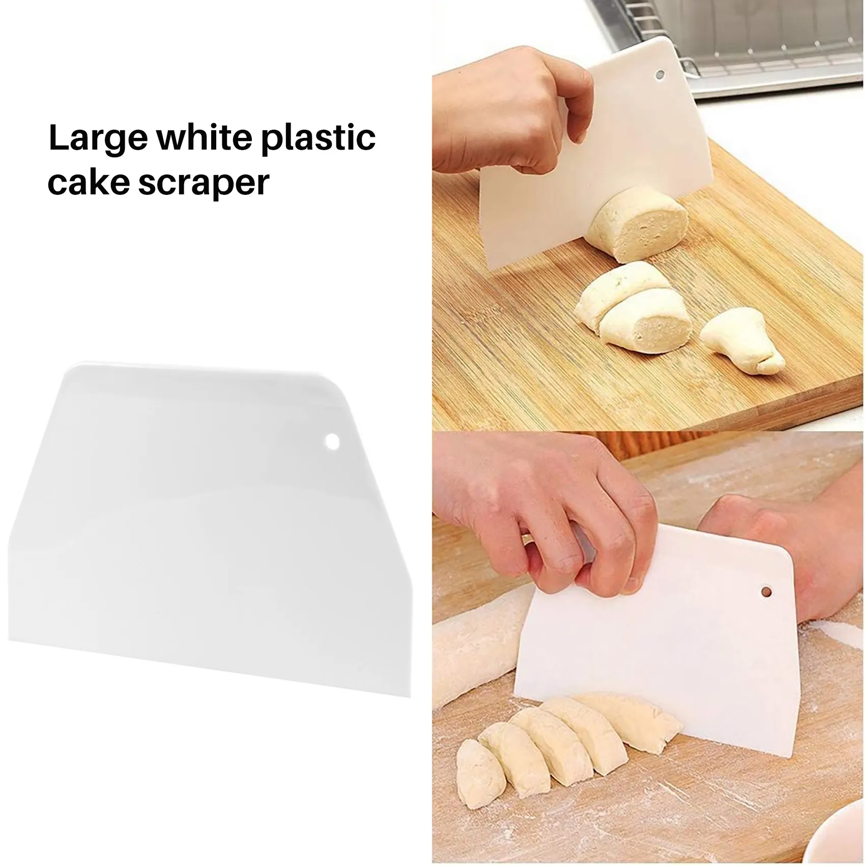 19 cm x 12.5cm Flat White Plastic Cake Decorator Dough Pastry Scraper Tool