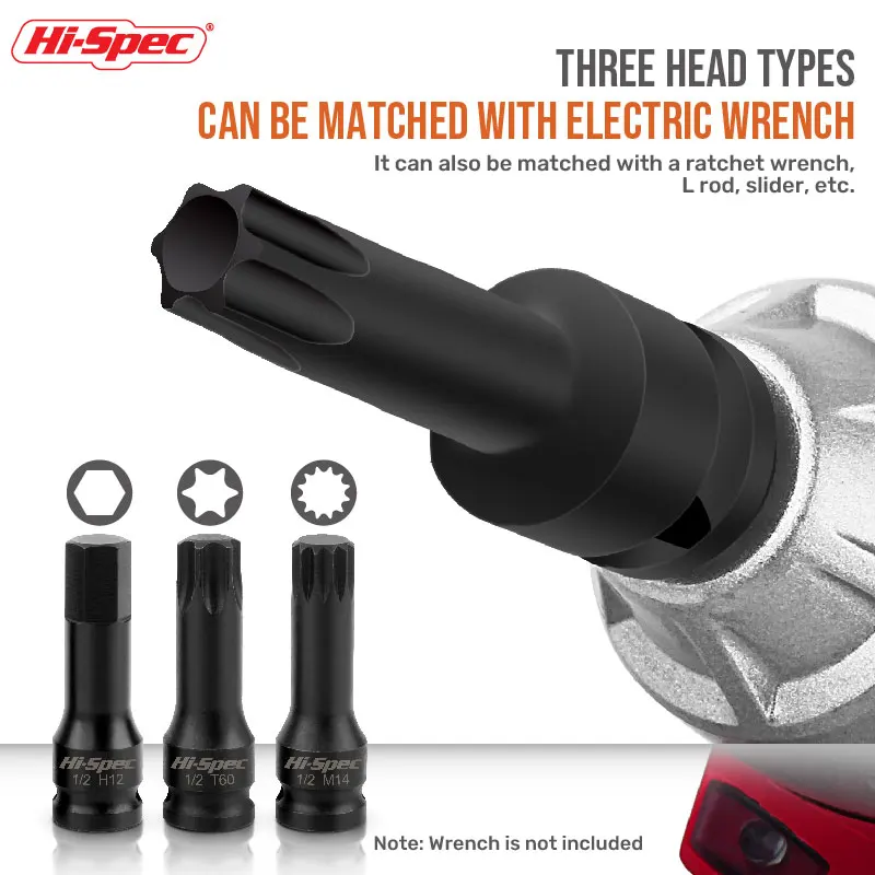 Hi-Spec 16 buah 1/2 inci Set soket mata obeng heksagonal, Set soket Adaptor konverter peredam untuk reparasi
