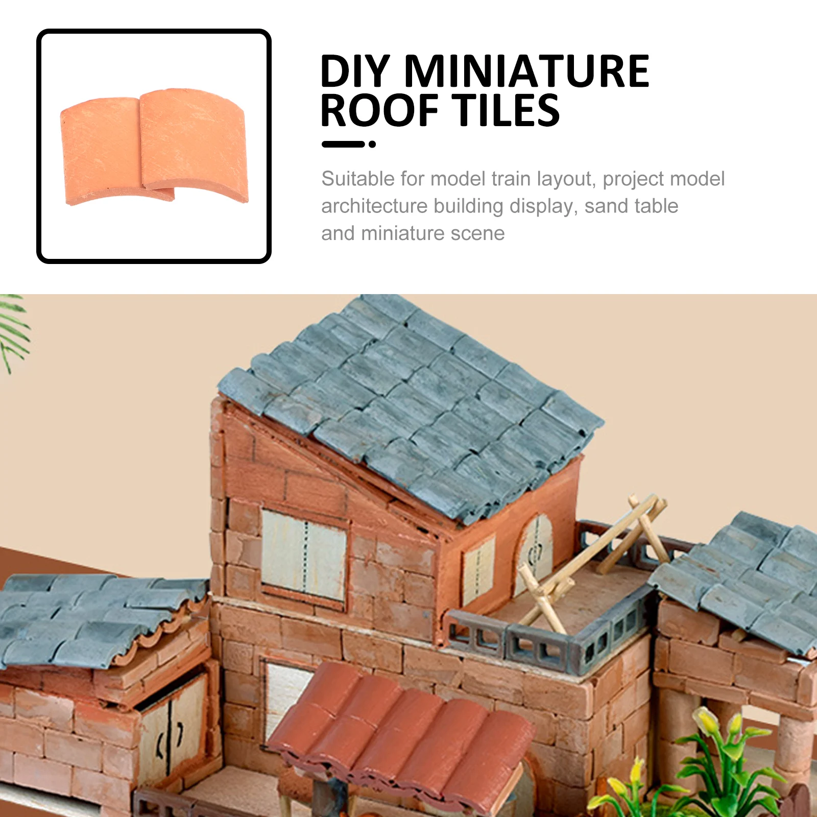 80 Pcs Mini Bricks Miniature Shingles Roofing Micro Landscape Tiles Model Small Models Simulated Water Soluble