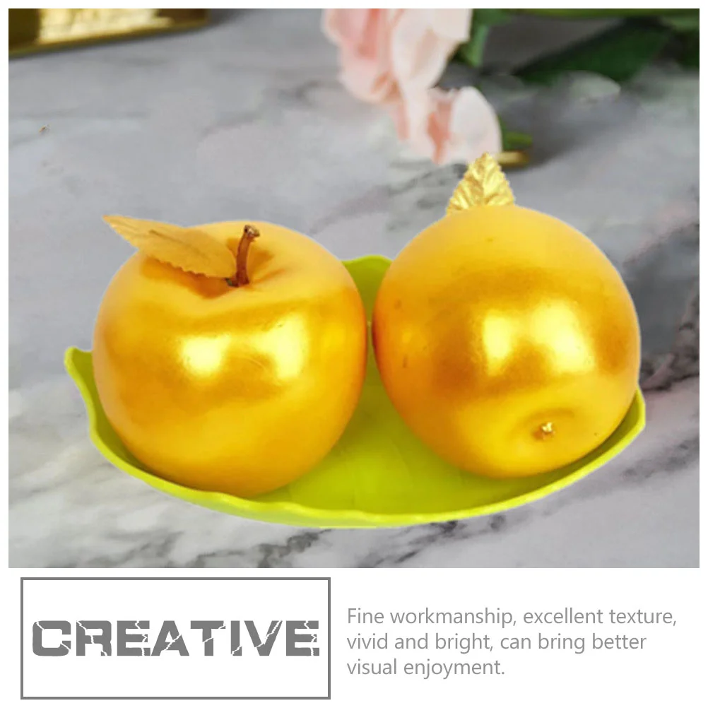 4 Pcs Golden Props Mini Ornaments Fake Fruit Adornment Small Foam Artificial Apples Model Decor