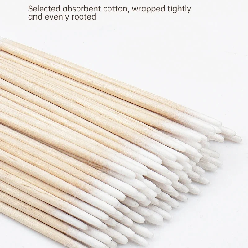 Disposable Ultra-small Double-end Wood Cotton Swab 100pcs Lint Free Micro Brushes Eyelash Extension Glue Removing Tools