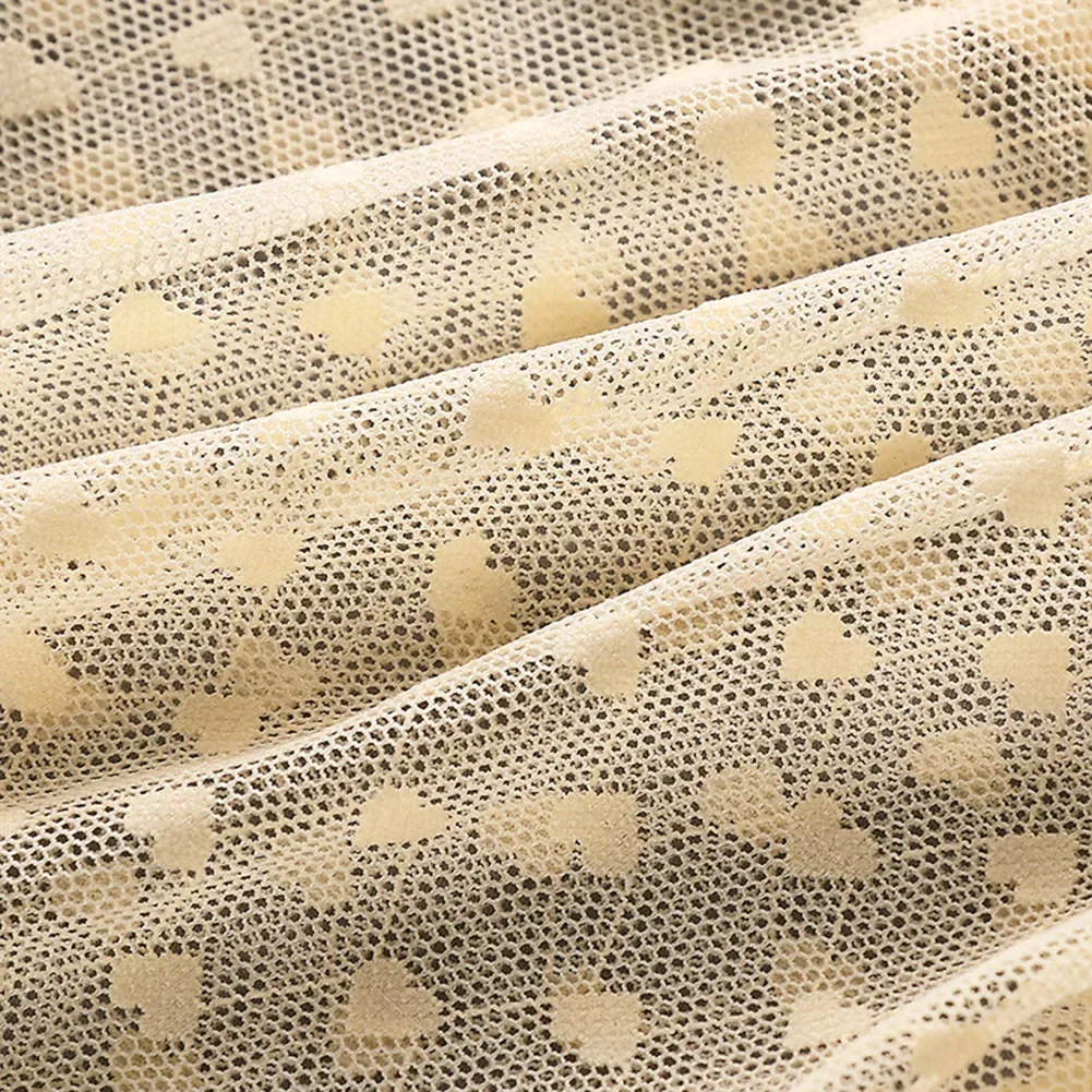 Fashionable Heart-shaped Pattern Ladies Solid Color Lace See Through Sexy Mesh Breathable Briefs Underwear