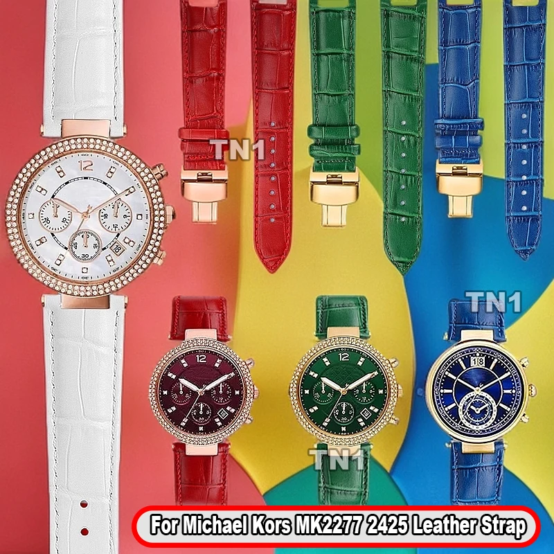 

Женский ремешок для часов из воловьей кожи для MK MICHAEL KORS MK2277 2425 5896 5354, модный женский кожаный браслет с вырезом 20*12 мм, ремешок для часов
