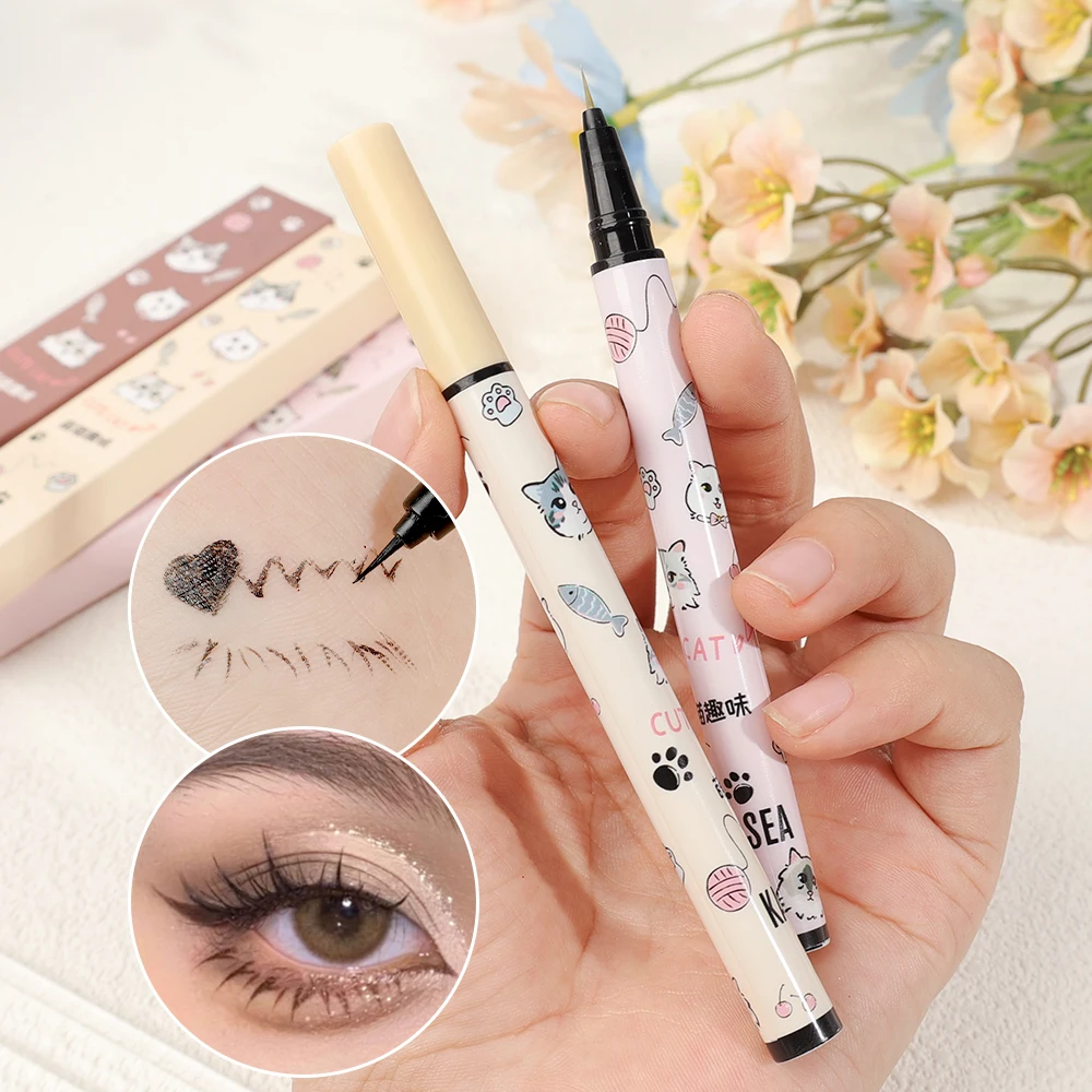 Waterproof Ultra-thin Liquid Eyeliner Korean Makeup for Women Quick Dry Smooth Eye Liner Long Last Lower Eyelash Pen Cosmetics