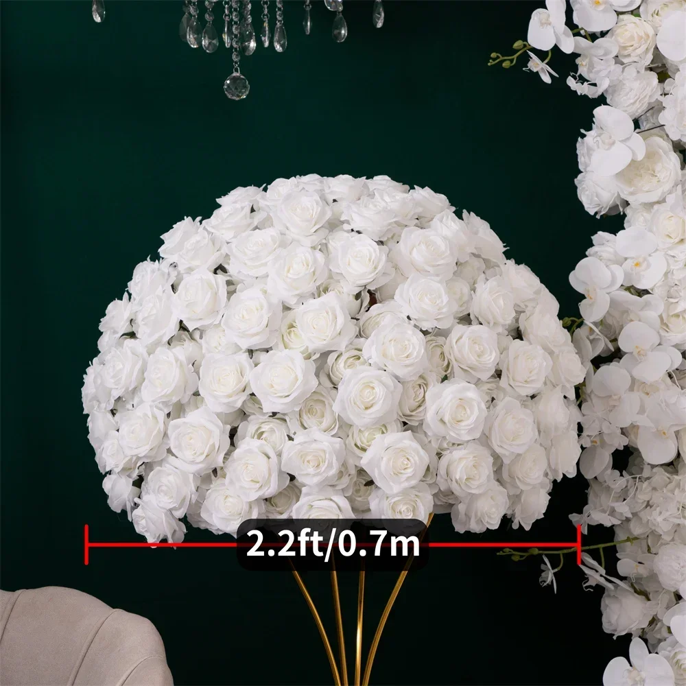 5.2x1.9ft Pure White Rose Phalaenopsis Hydrangea Artificial Flower Arrangement Floral Row Wedding Party Backdrop Decoration