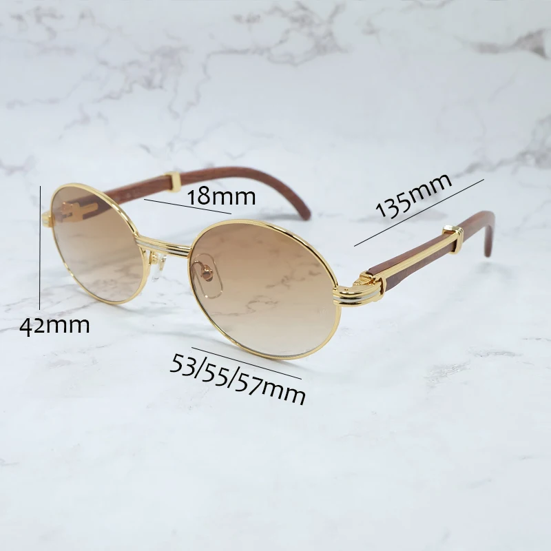 Wood Sunglasses Mens Fashion Desinger Luxury Carter Round Metal Oval Full Frame Wooden Shades Eyewear Trending Product Eyewear