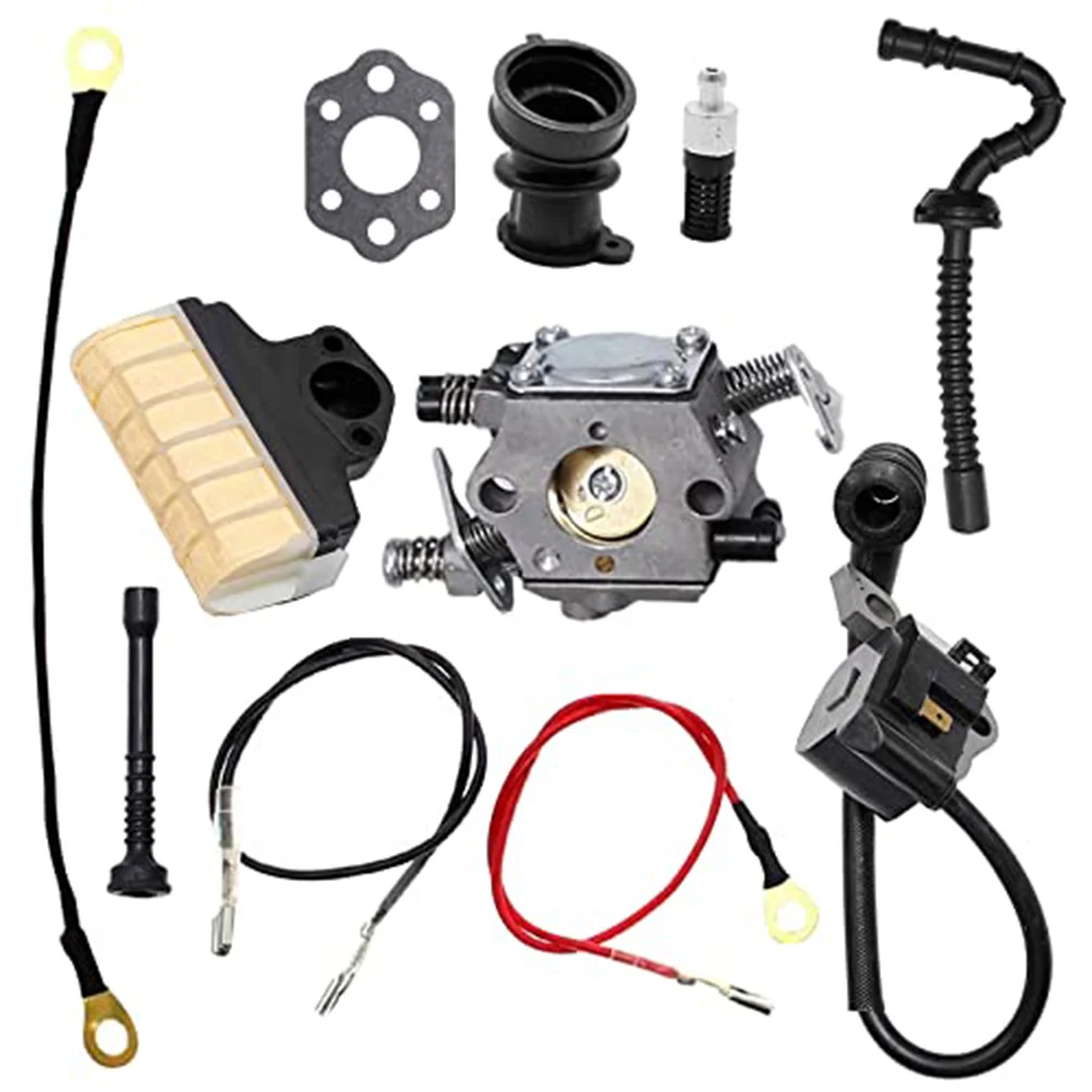 Kit completo de reparación y afinación de motosierras que incluye componentes clave como el carburador para modelos 021 025 y MS210 MS250