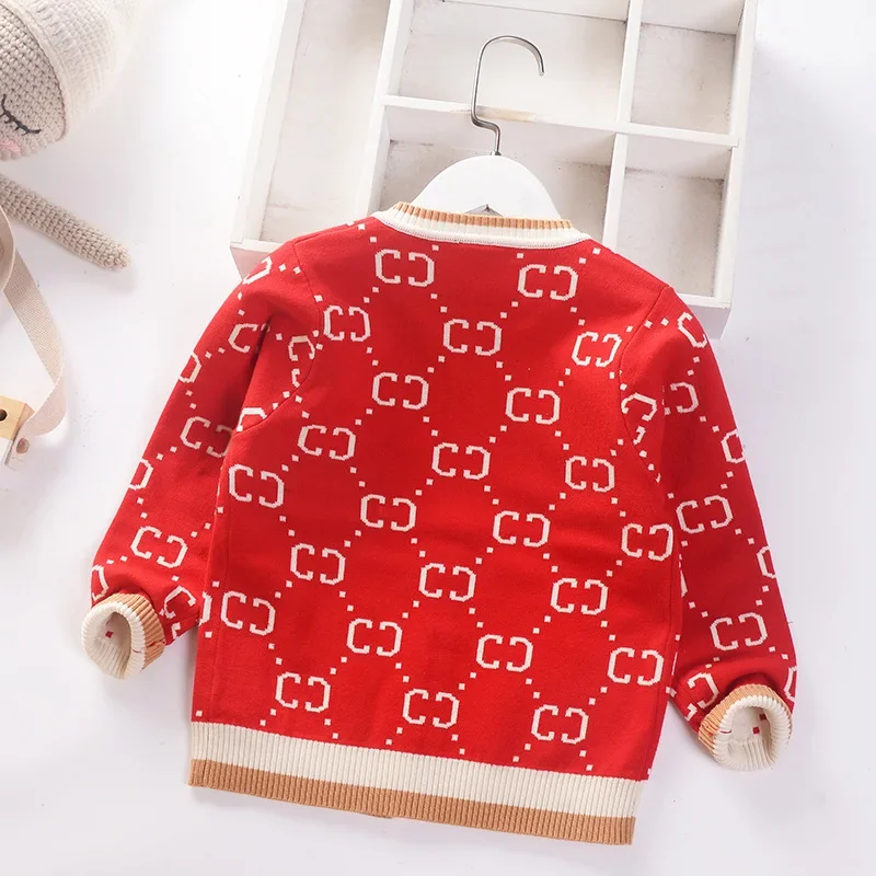 Girls Cardigan Sweater 2024 Autumn European American Style O-Neck Kids Sweater Toddler Coat Children Jacket Baby Clothes 2T-7T