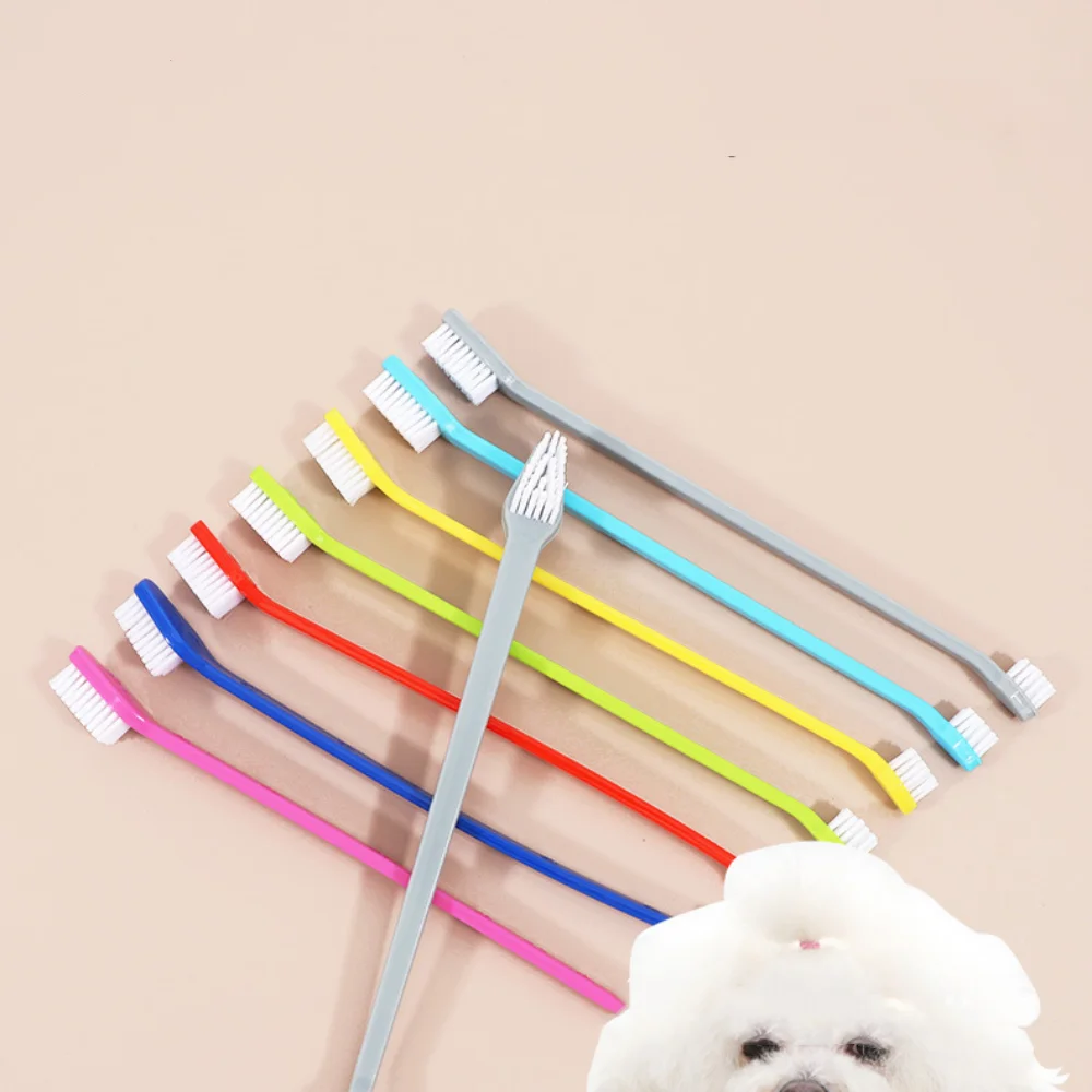 Double-headed Dog Toothbrush Portable Nontoxic Soft Pet Cleaning Tool Multi-angle Tooth Finger Brush