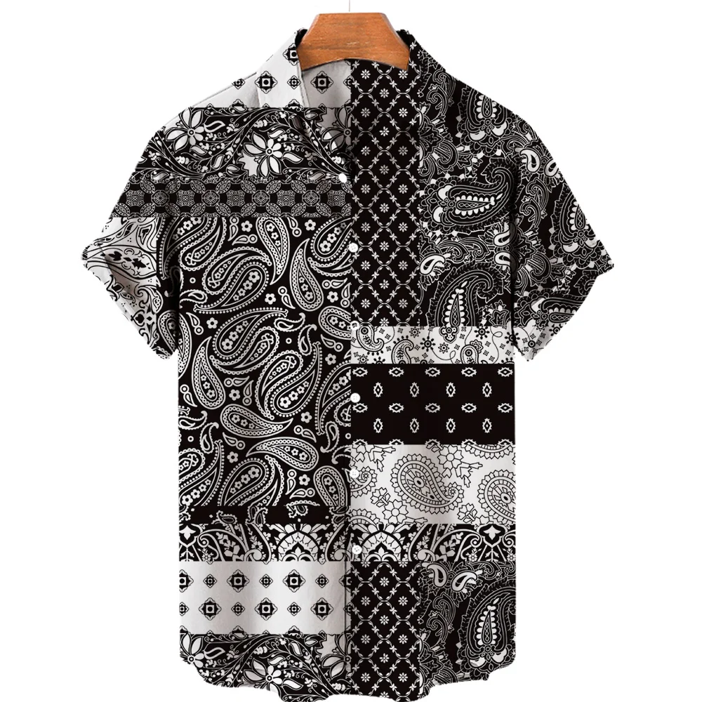 

2023 Cashew Flower Shirt Men's Shirt Casual Fashion Men's Hawaiian Shirt Lapel Hd Printing Loose Short-sleeved Top Wholesale