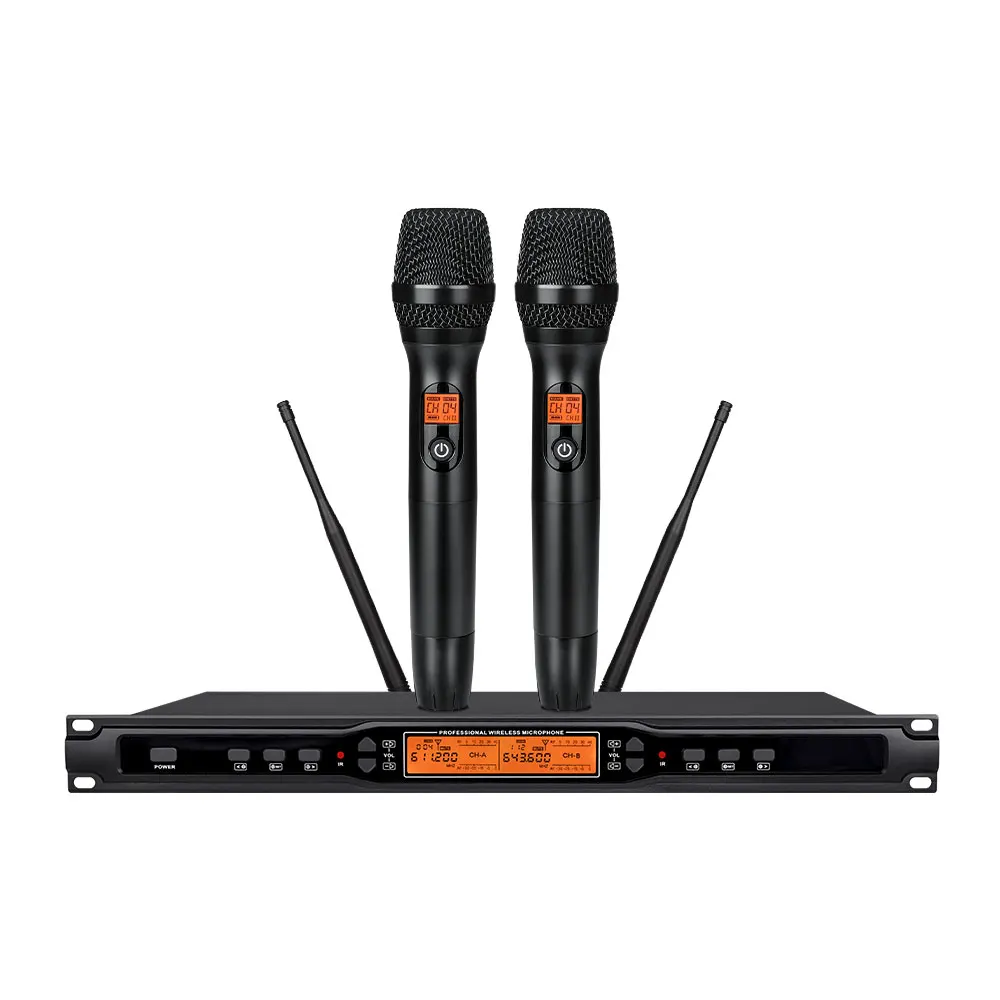 KT3088 Dual Channel Professional Dynamic Wireless Microphone XLR Lightweight Handheld Lavalier Headset Desktop KTV Club UHF