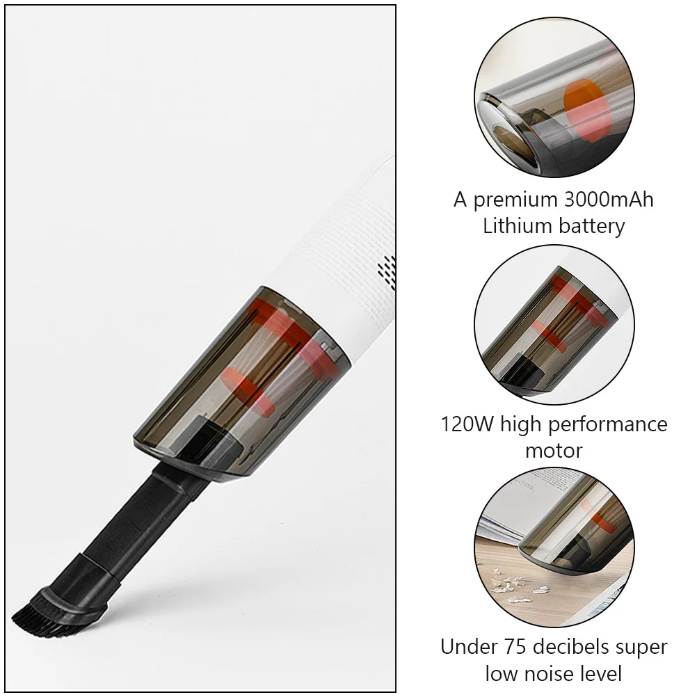 

Mini Wireless Car Vacuum Cleaner 120W High Suction Quiet Portable Handheld Auto Vacuum for Vehicle Cleaning 3000mAh