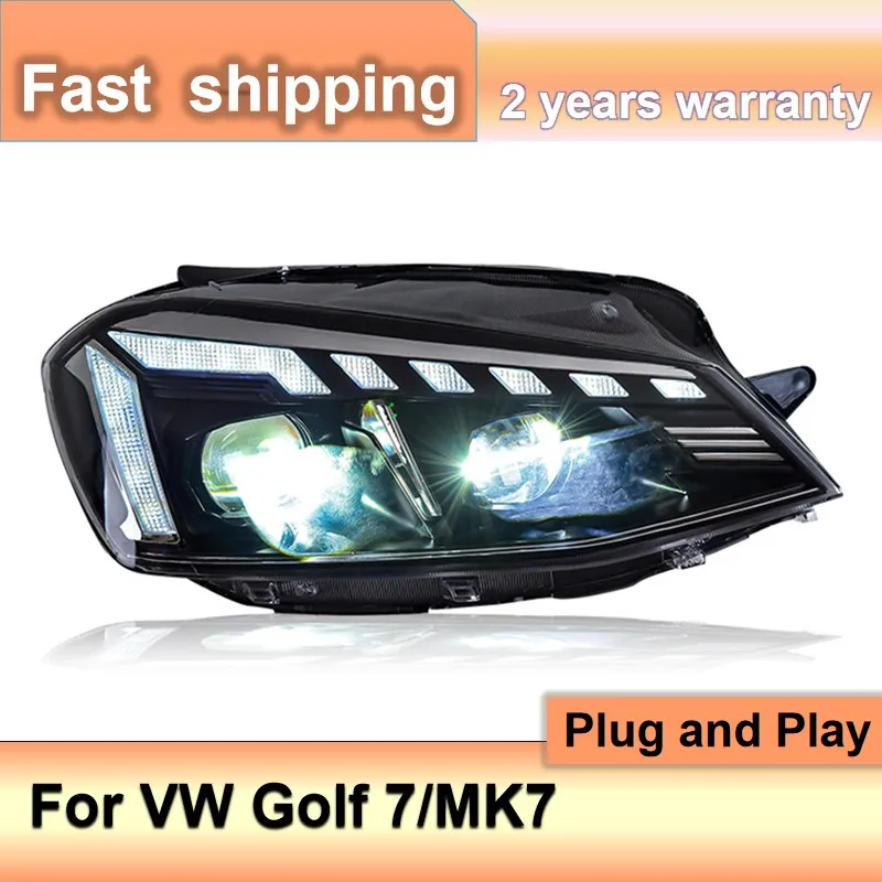اكسسوارات السيارات لشركة فولكس فاجن جولف 7 رئيس ضوء 2013-2017 فولكس فاجن MK7 العلوي DRL بدوره إشارة منخفضة عالية شعاع العارض عدسة #2