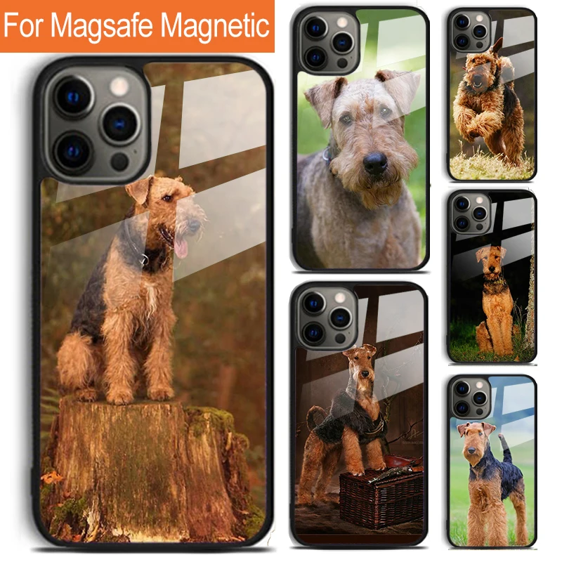 Airedale Terrier Dog Phone Case For iPhone 16 15 14 13 12 11 Pro Max Plus Magsafe Magnetic Wireless Charging Cover