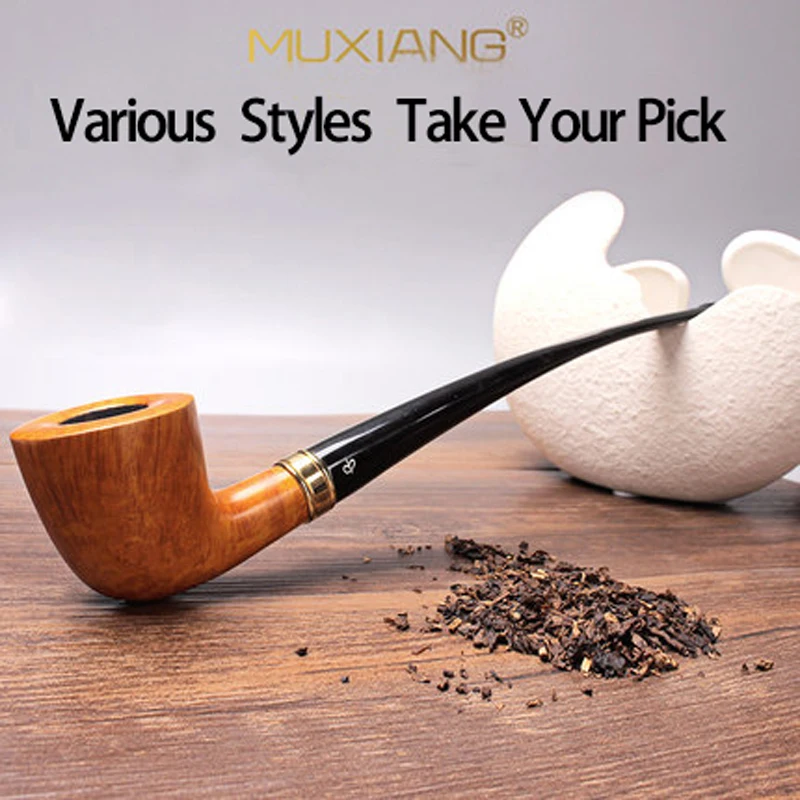 MUXIANG New Wooden Long Smoking Pipe Churchwarden Handmade Briar Wood Tobacco Pipe 10 Tools Free Set Smoking Accessories Father