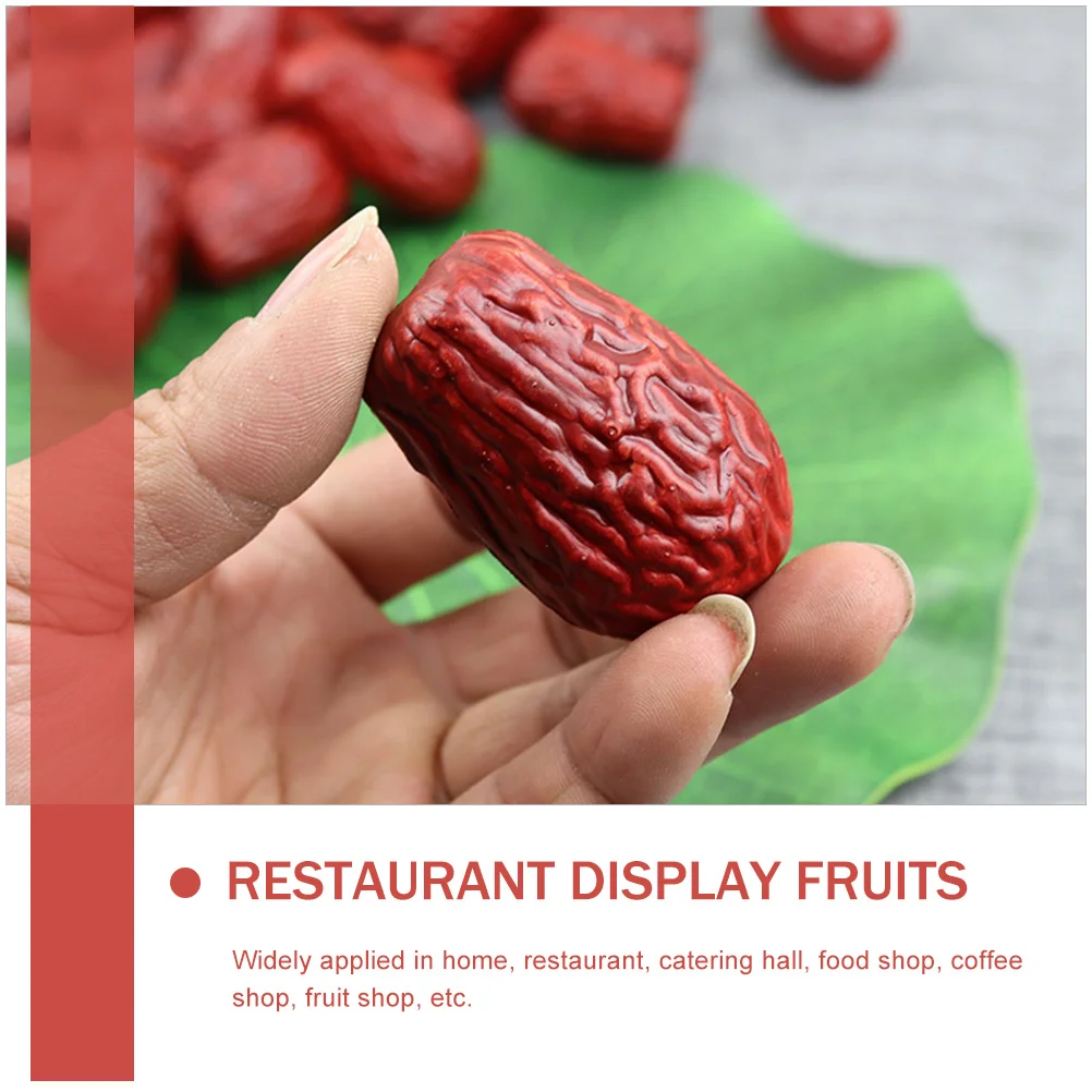 20 Pcs Simulation Jujube Model Realistic Fruit Ornaments Fake Fruits Decor Artificial Red Models