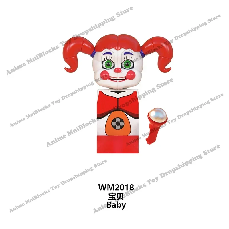 Wm6074 Wm6097 Mini Bakstenen Fnaf Spel Figuur Chica Bonnie Foxy Freddy Beer Nachtmerrie Jongen Baby Skelet Thriller Montage Speelgoed Cadeau