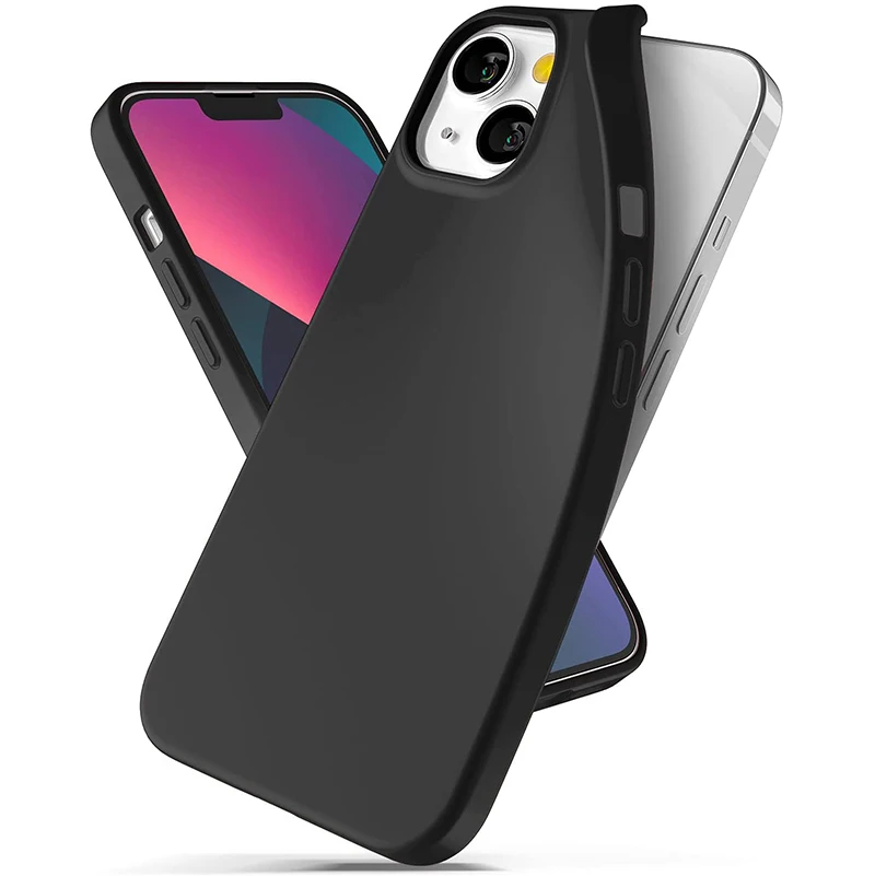 Ultra Thin Matte Silicone Soft Case For iPhone 14 13 12 Mini 11 Pro XS Max X XR SE 3 7 8 6S 6 Plus Solid Black Color Back Cover