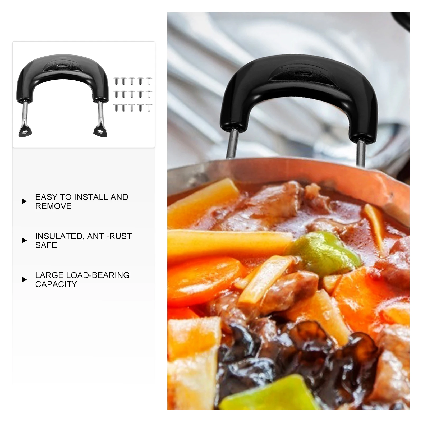 

6Pcs Pot Side Handles Replacement Premium Material Easy Install Cookware Accessories Heat Resistant Pot Handle