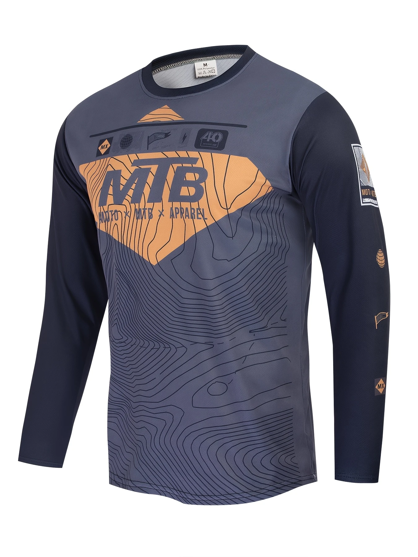 Men MTB Long Sleeve Jersey Topographic Print Quick Dry Motocross Mountain Bike Outdoor Riding Shirt Family Matching Outfits