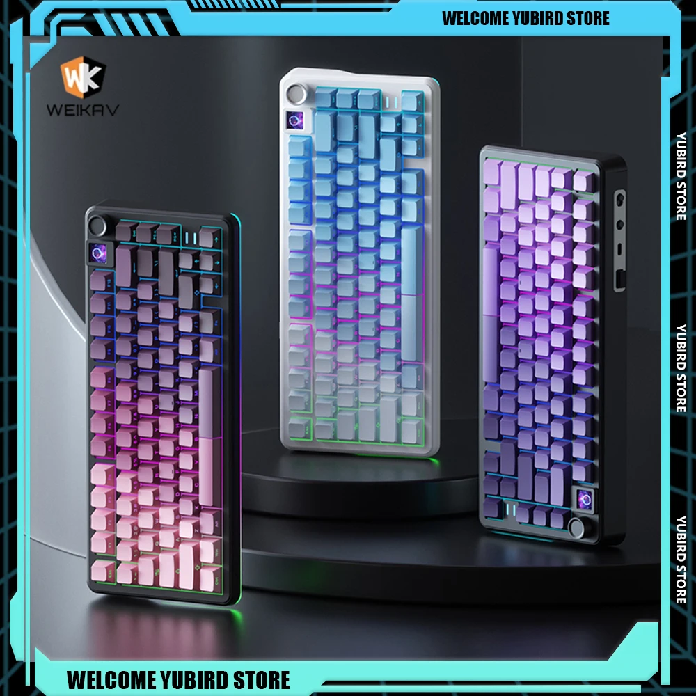 Weikav Wk75 Tri-Mode Wireless Mechanical Keyboard Customized Screen E-sports Hot Swap RGB Gaming Keyboards Pc Accessories Gifts