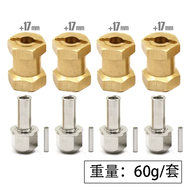 12/15/17mm Brass Hex Extended Widened Coupler for Scx10 Connect CC01 SCX10 Climbing Car