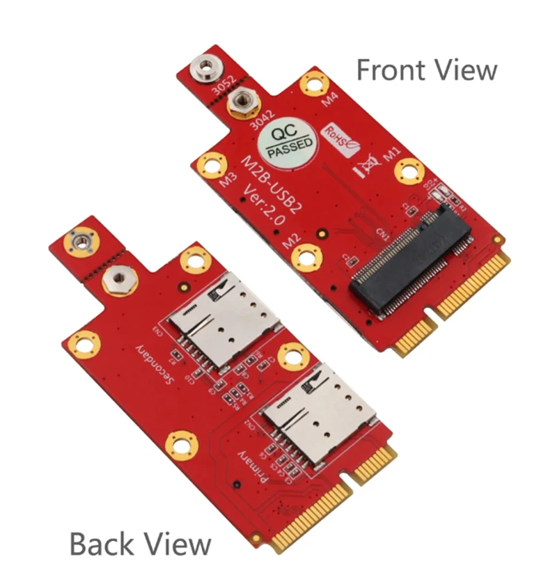 NGFF Key B to Mini PCIe Adapter 2 sim card slot For 3G 4G 5G Module EM06-E EM12-G ME909S EM160-GL RM502Q-AE RM520N-GL RM510Q-GL