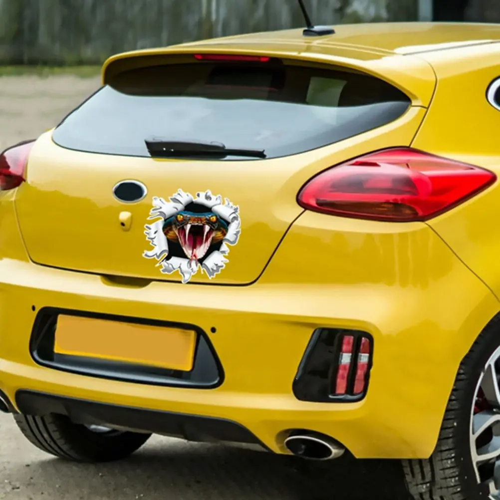 

2Pcs Cobra Car Sticker Decal Reflection Vehiclewrap Automobile Racing Decor PET Material 3D Design Bright Colored Non Hurt