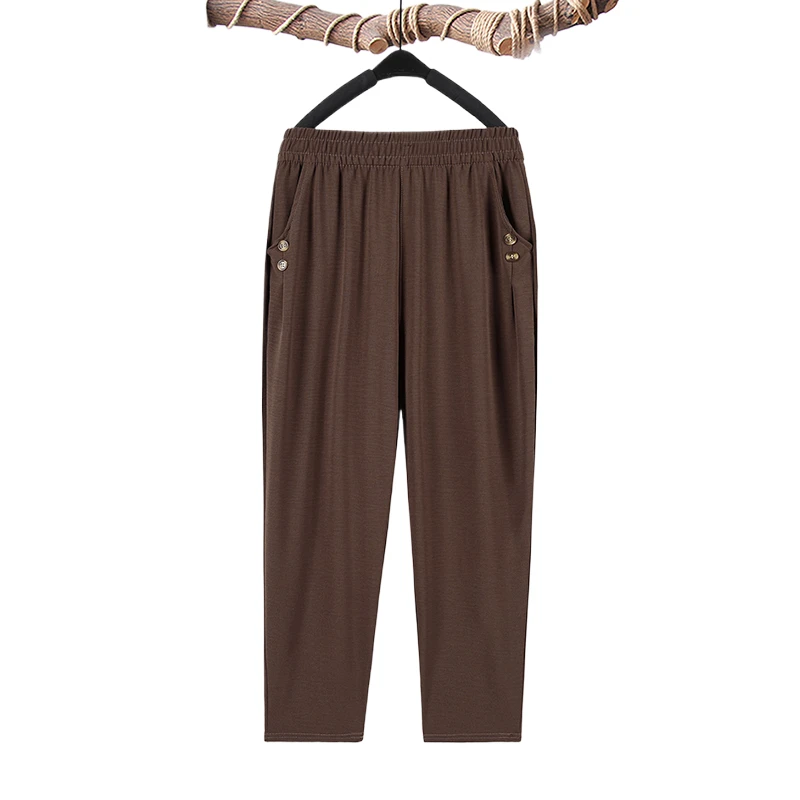 Summer plus size Stretch Harem Pants Mother Thin Summer Baggy Pantalones Women Casual Button High Waist Trousers