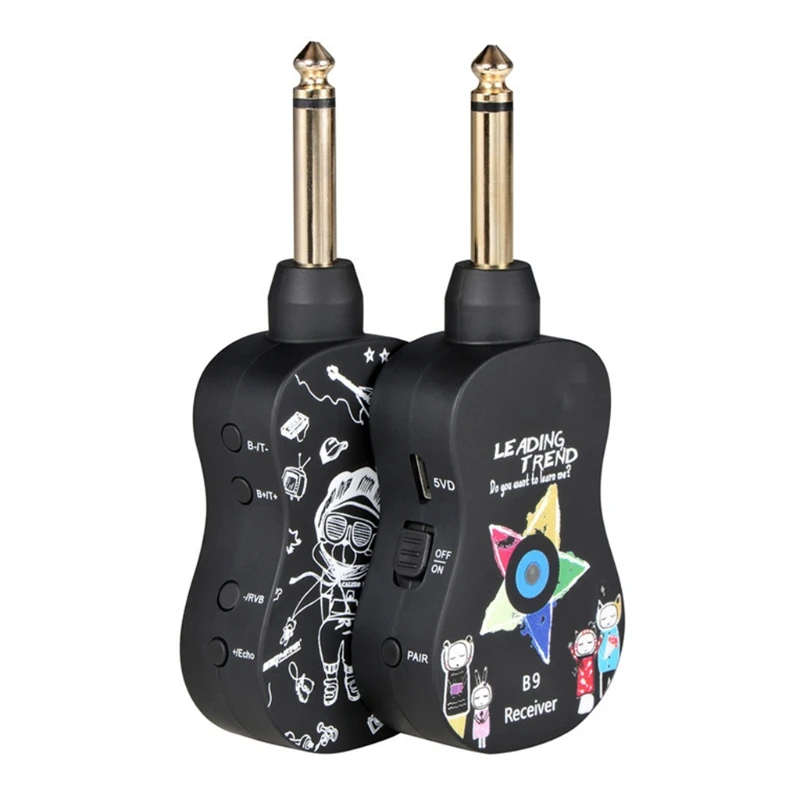 

Wireless Guitar System, UHF Guitar Transmitter Receiver Rechargeable Support 4 Channels with Bluetooth-compatible