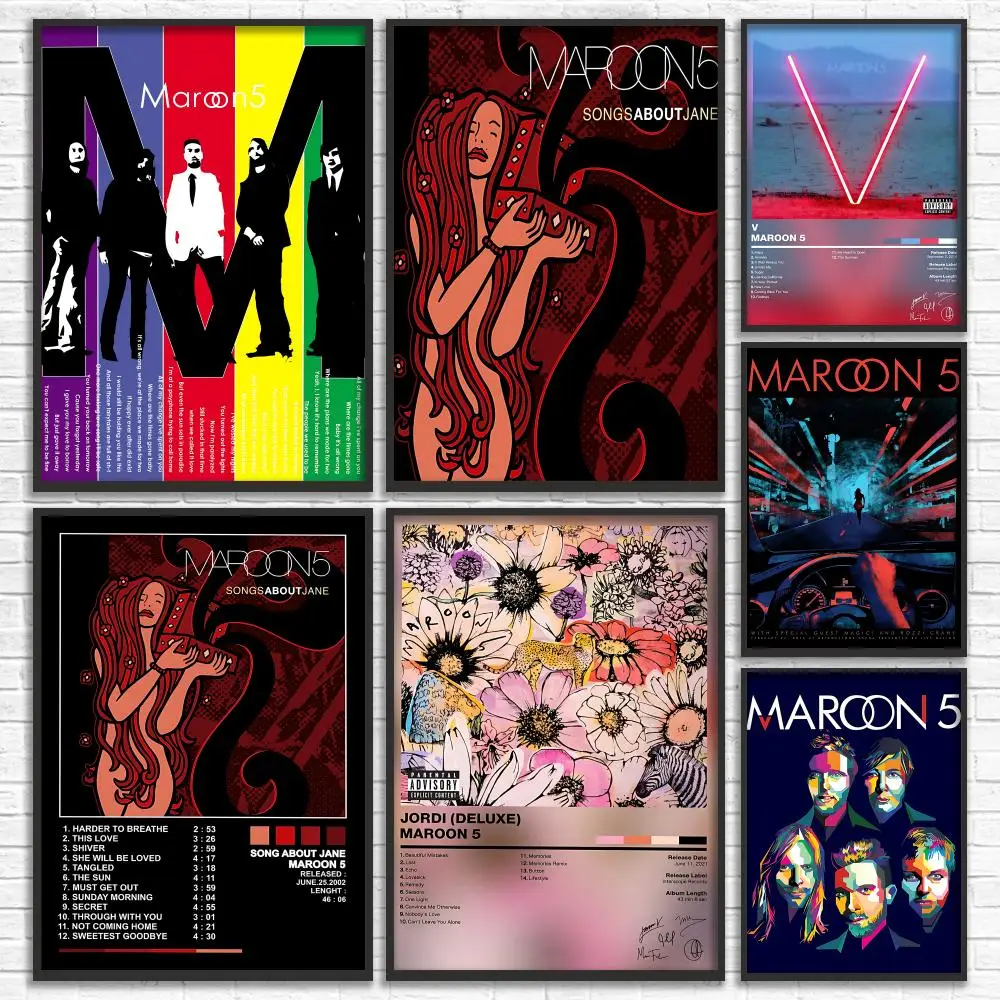 Pop Rock Band M-Maroon 5 ALBUM Poster Versatile HD Waterproof Wall Art Self-Adhesive Decor for Any Space Ideal Gift