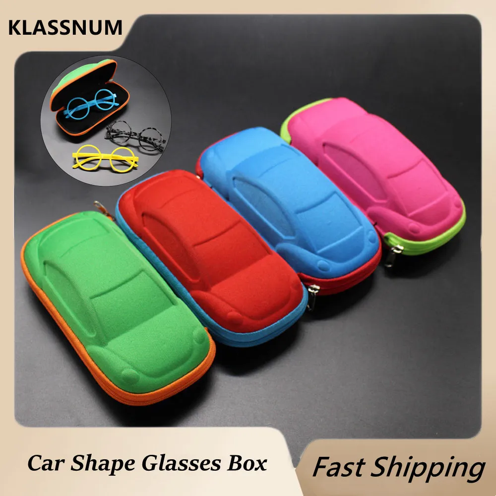 

2024 Children Car Shaped Glasses Case Cute Glasses Strage Bag Box Cases Kids Sunglasses Cases Automobile Styling Zipper Bags