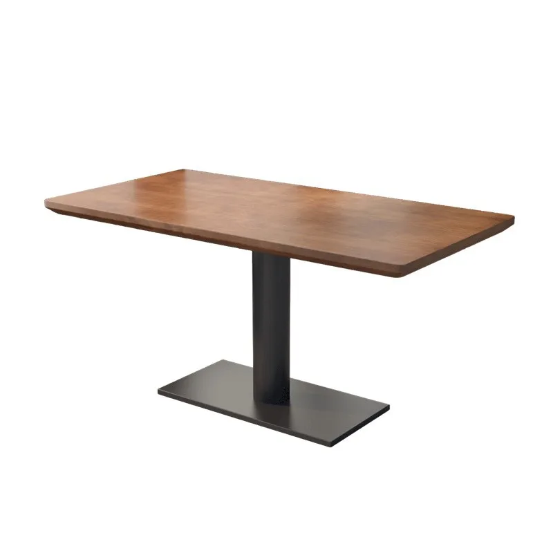 

New Chinese simple barbecue shop solid wood commercial dining table two stool combination