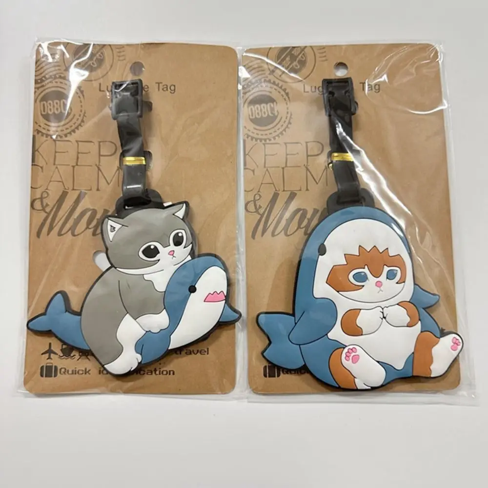 Cute Animal Luggage Tag Shark Cat Accessories Suitcase ID Address Holder Silica Gel Identification Baggage Boarding Tag Travel