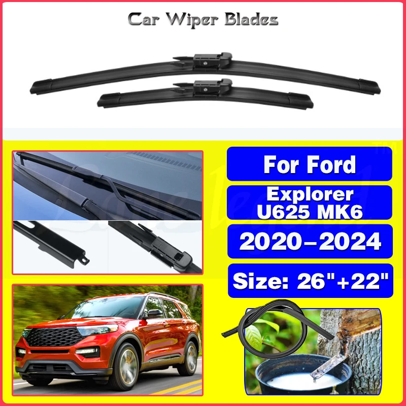 2pcs For Ford Explorer U625 MK6 2020 2021 2022 2023 2024 Wiper Front Wiper Blades Windshield Windscreen Car Rain Brush 26