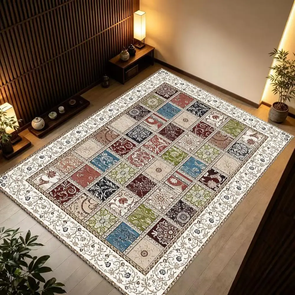 Patchwork Vintage Rug, Soft & Comfortable, All Seasons, Easy to Maintain, Machine Washable, Indoor Floor Mat for Living Room, Bedroom, Dining Room, Hallway, Office, Patio, Home & Outdoor Decor