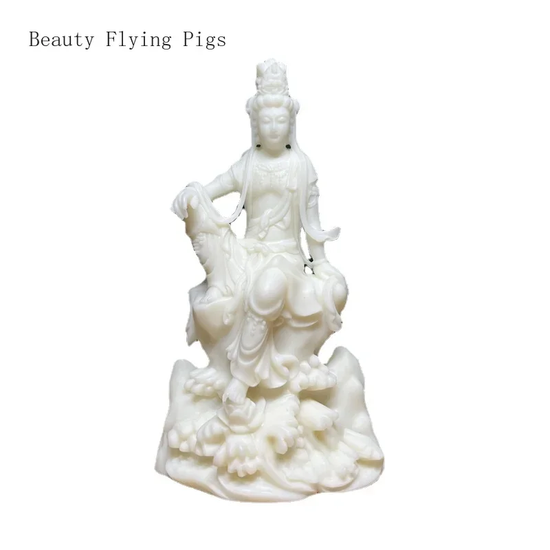 7.2X5.2X14CM  Guofeng Creative Ivory Fruit Avalokitesvara Bodhisattva Statue Decoration Home Living Room Zen Bodhi Crafts