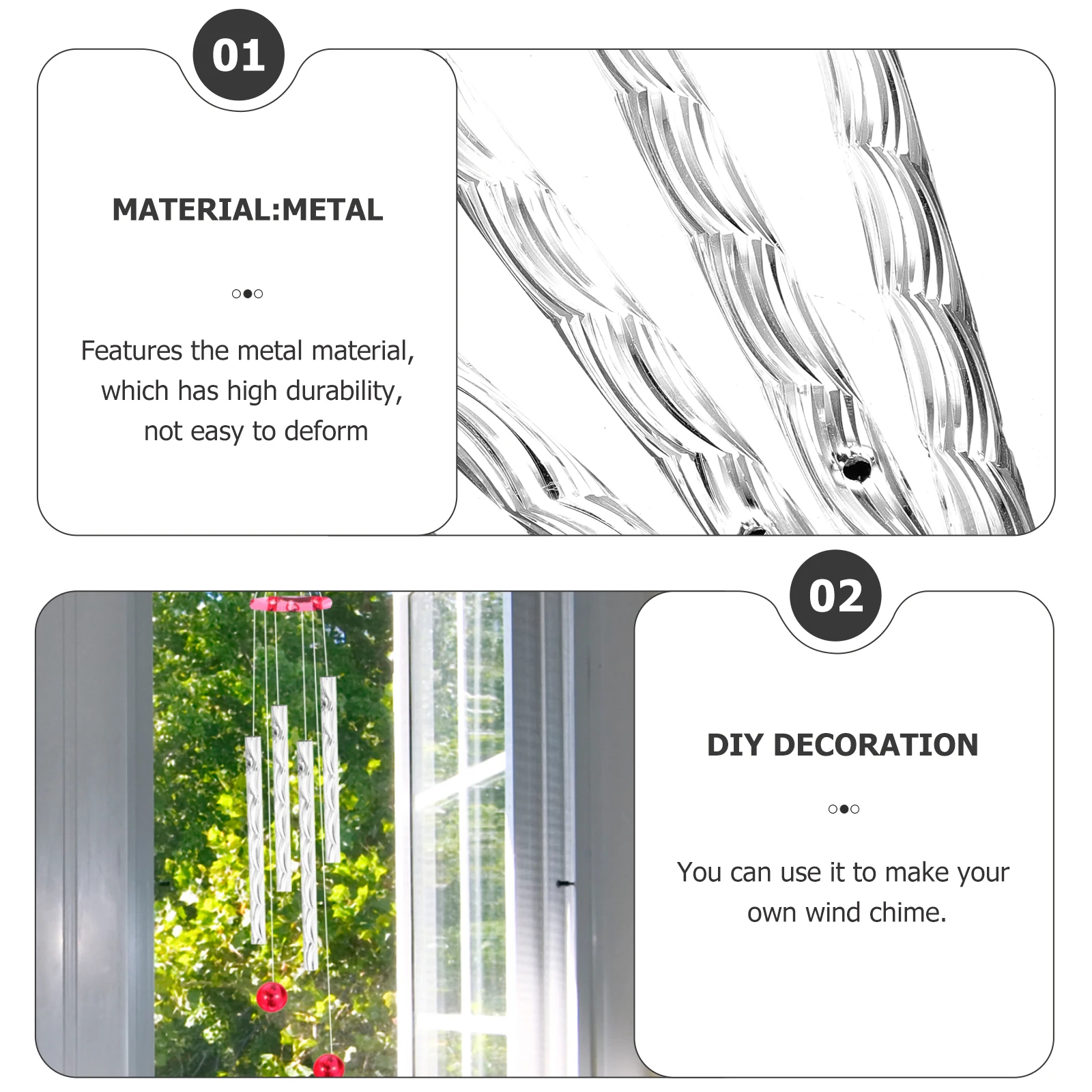 

1 Set DIY Wind Chime Tube Kit Metal Wind Chime Pipe Supplies 8mm Aluminum Handcrafted Wind Bell Materials