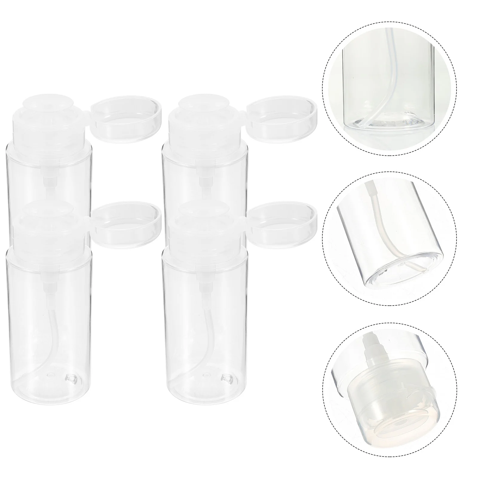 4 pezzi durevoli pressatura dispenser di liquidi bottiglie vuote multiuso per rimuovere lo smalto trucco toner push down pompa dispenser