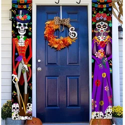 Day of The Dead Decorations Dia De Los Muertos Decor Mexican Fiesta Sugar Skull Flowers Deocrations Hanging Wall Door Banner