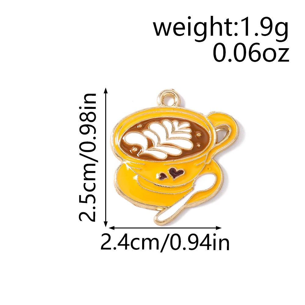 Leslie 10 Stück/Set Emaille Bier-Wein-Glas Kaffee-Anhänger für Halsketten, Ohrringe, Niedliche Charms, Schmuckherstellungszubehör – Detail 16