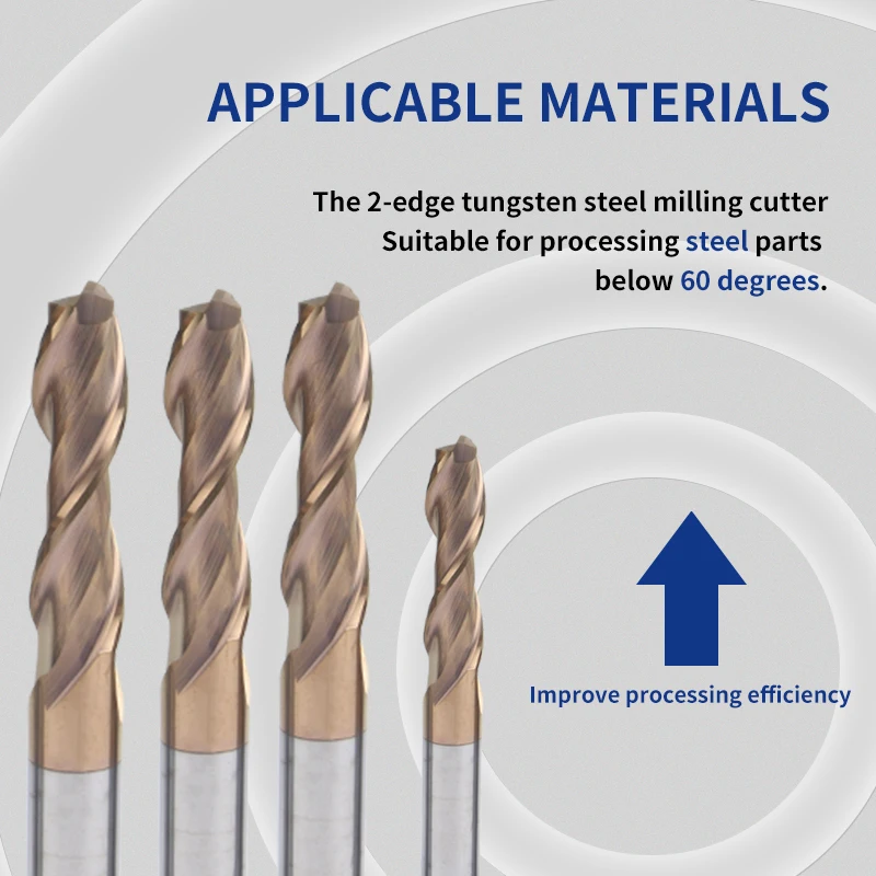HRC60 2 フルート合金超硬タングステン鋼フライスカッターエンドミル金属カッターcncツール 4 ミリメートル 6 ミリメートル 8 ミリメートル 10 ミリメートル 12 ミリメートル 16 ミリメートル