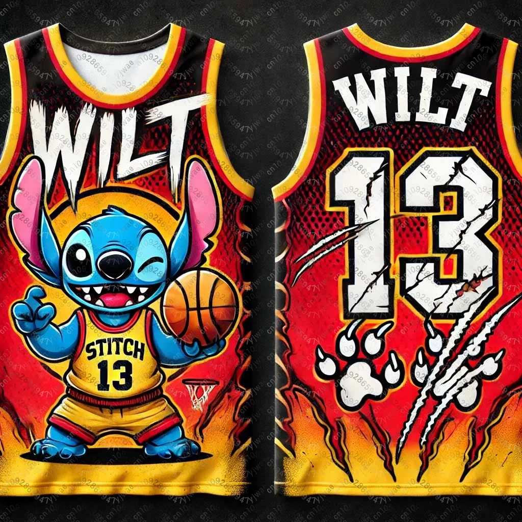 CHATGPT تصميم الأولاد الرجال ثلاثية الأبعاد المطبوعة الكرتون غرزة Wilt 13 تدريب المرأة الرياضة سترة دون أكمام كرة السلة تانك القمم