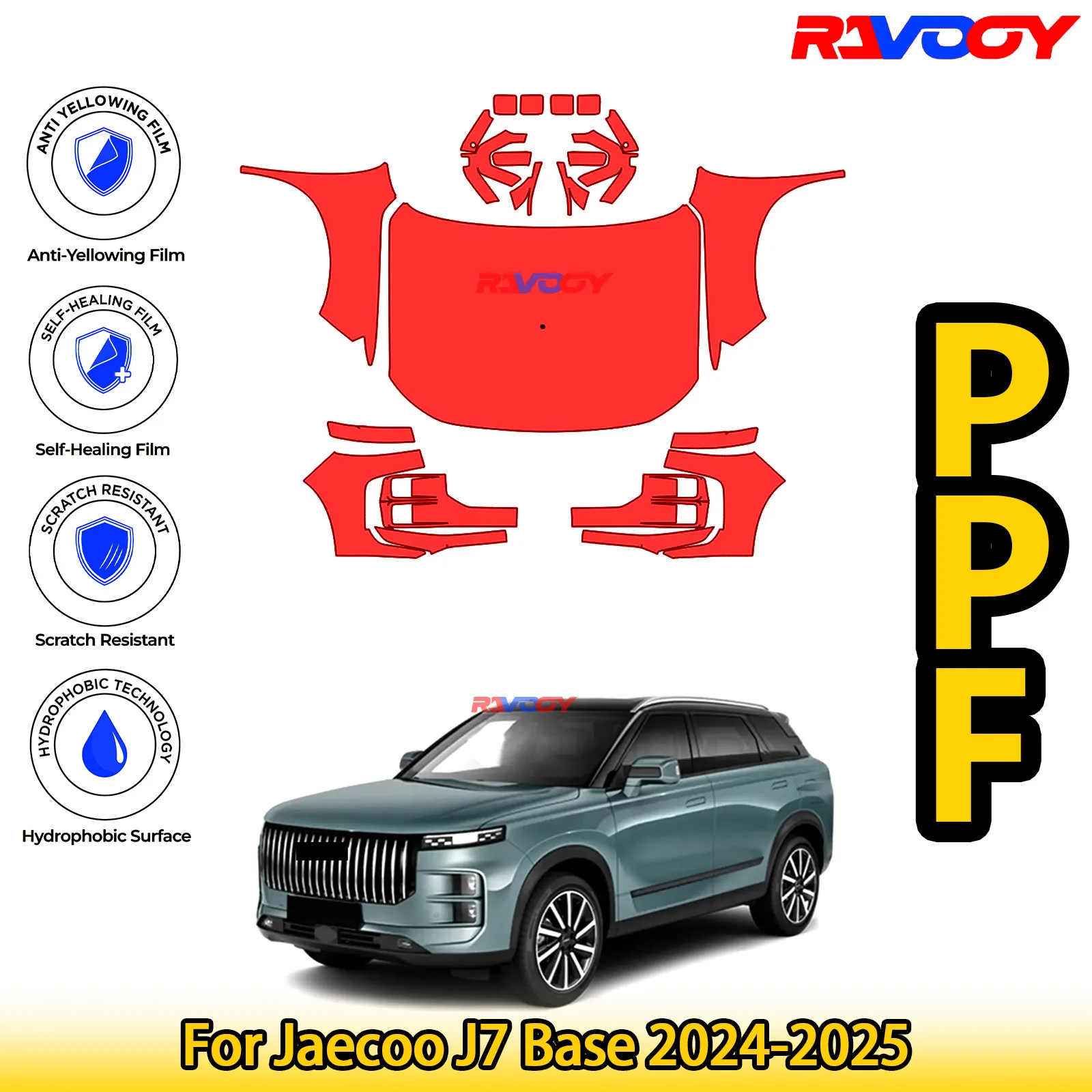 

Для Jaecoo J7 Base 2024-2025 глянцевая матовая черная предварительно вырезанная передняя защитная пленка PPF Kit