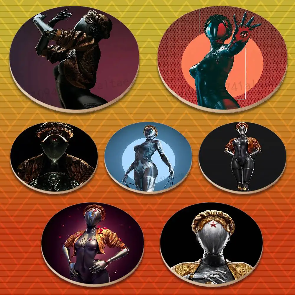 

Game A-Atomic H-Heart Round Wooden Coasters Non-Slip Suitable for Drinks Tea,Coffee Home Perfect Gift