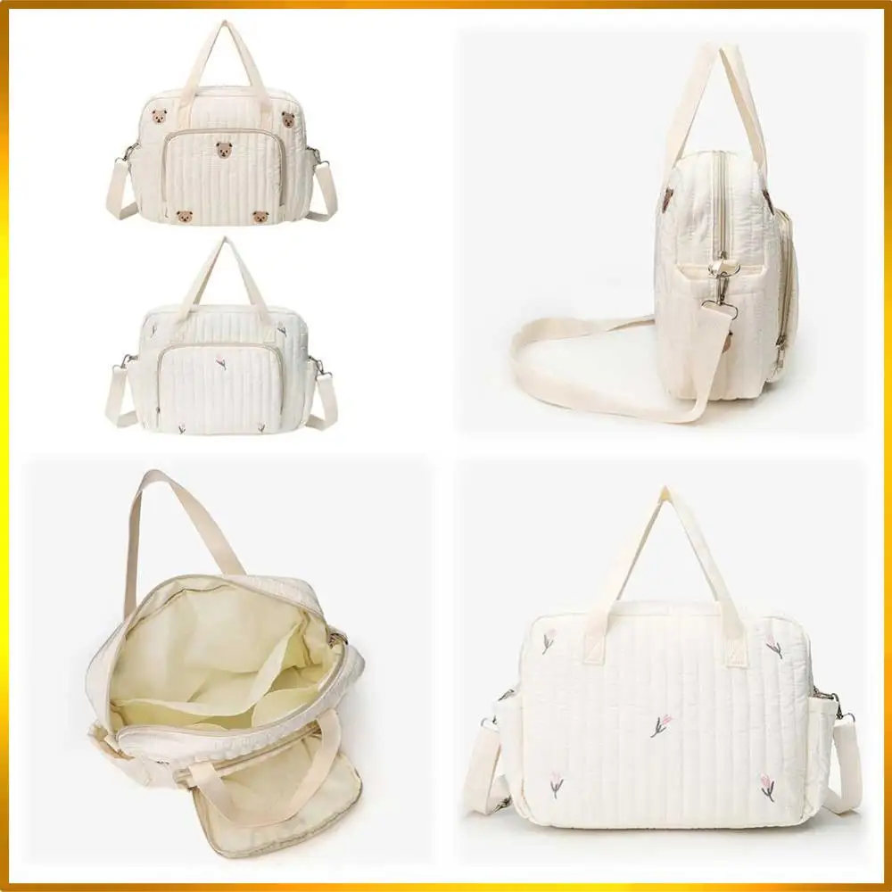 

Стеганая дорожная сумка-тоут для подгузников с медведем/цветом, хлопковая сумка через плечо для беременных, сумка через плечо с регулируемым ремешком, сумка-мессенджер, сумка для подгузников