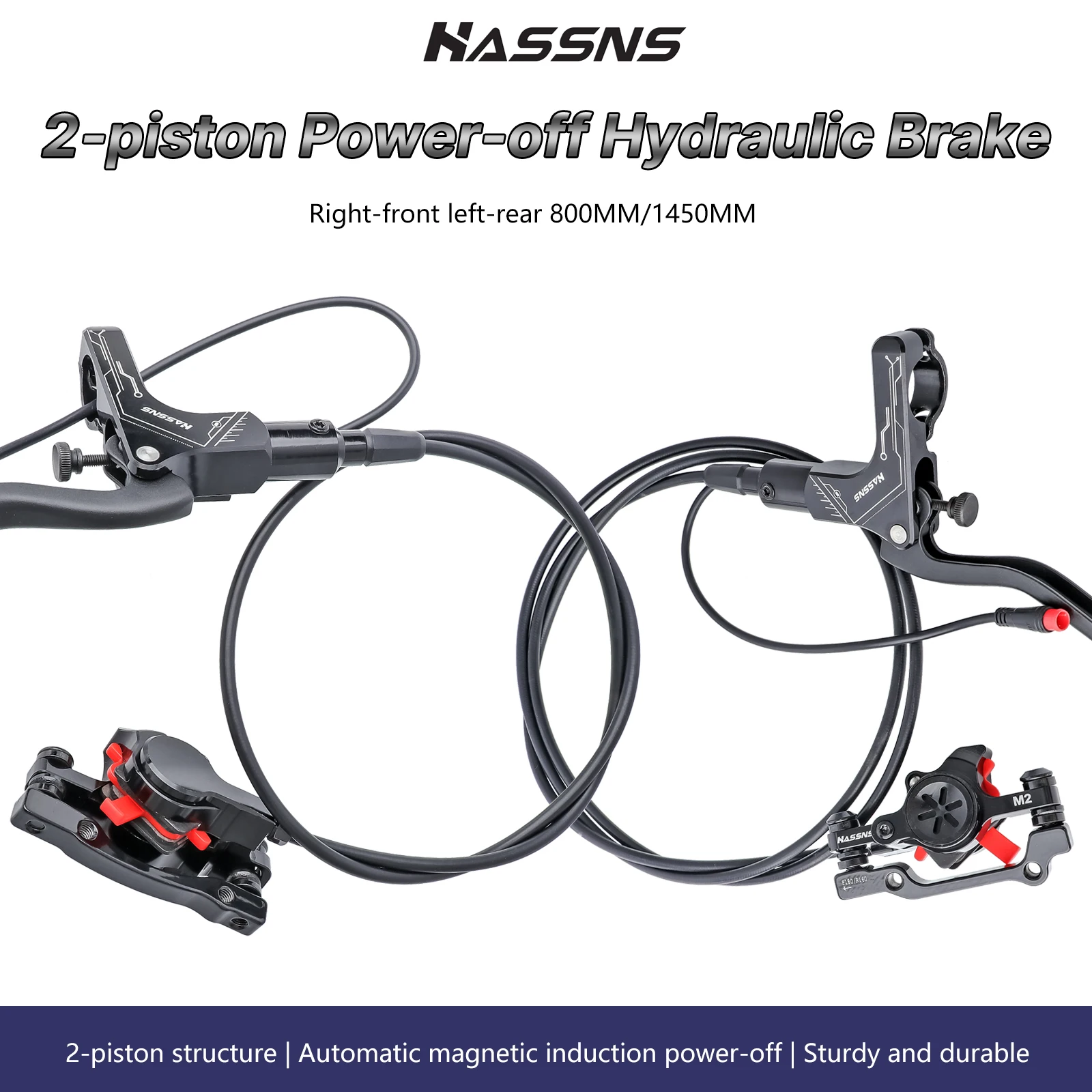 

HASSNS M2 Hydraulic Brakes Mtb Power Off Oil Brake 2 Pistons Bicycle Hydraulic Brakes 800/1450 Mountain Bike With Discs 160mm