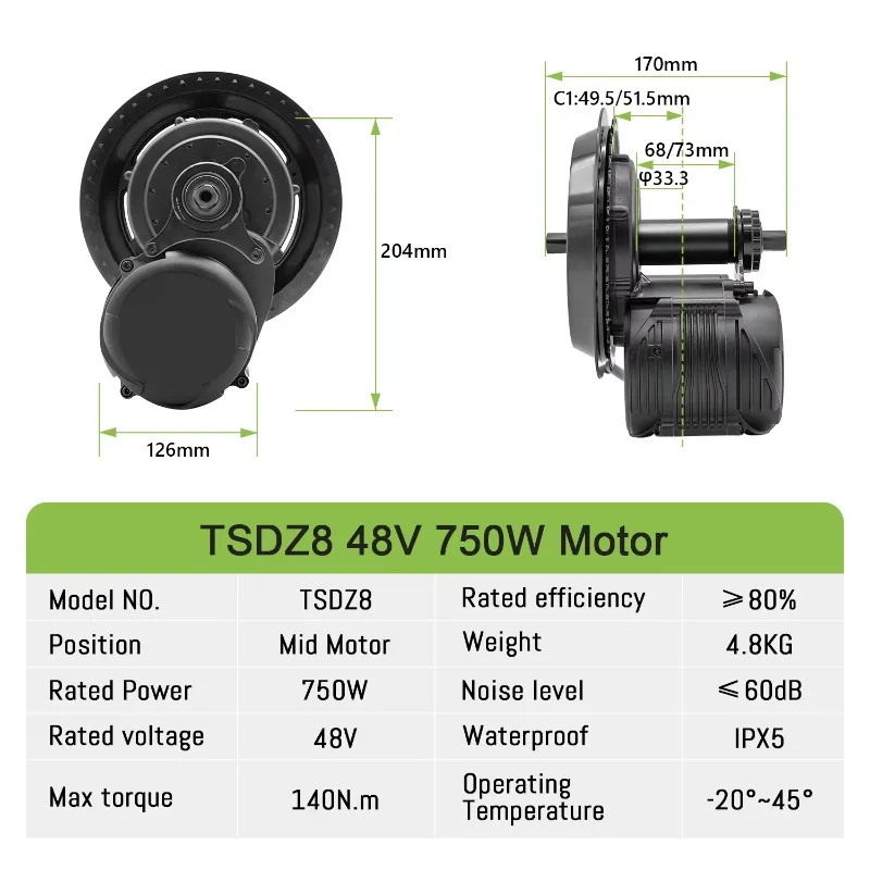 GreenPedel Best New Products Of 2025 TONGSHENG TSDZ8 Mid Drive Motor 48V 750W Electric Cycle Motor - Image 6
