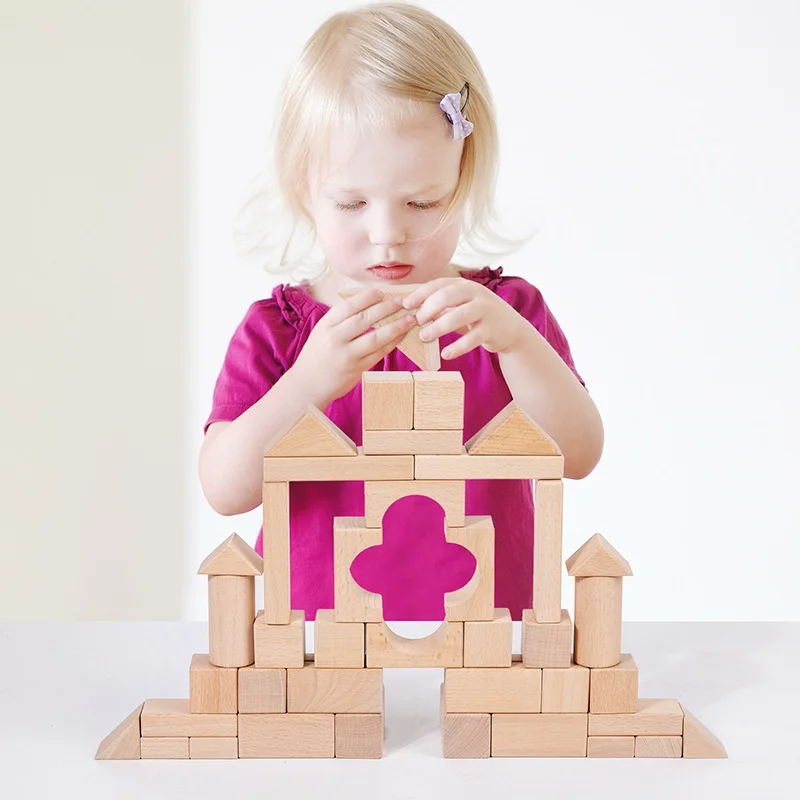 Lacquer Free Building Blocks Children'S Primary Color Beech Wood Solid Wood Baby Early Education Puzzle Puzzle Building